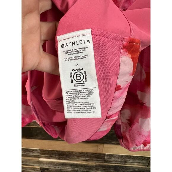 ATHLETA NWT Run With It Printed Jacket Painted Energy Coral Pink Zip plus sz 3X - Picture 6 of 9
